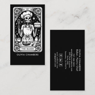 Carte De Visite Tarot Boulanger Pâtisserie Noir Blanc Chef Dessert
