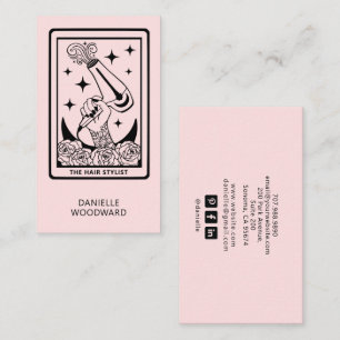 Carte De Visite Tarot Céleste Coiffeur Rose Pâle
