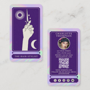 Carte De Visite Tarot Céleste Photo Coiffeur Holographique