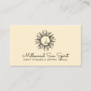 Carte De Visite Tarot du Soleil Céleste Spirituel Abstrait Jaune