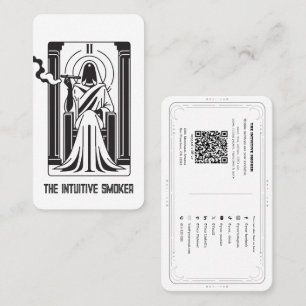 Carte De Visite Tarot Grande Prêtresse Fumée de Cannabis QR sur le