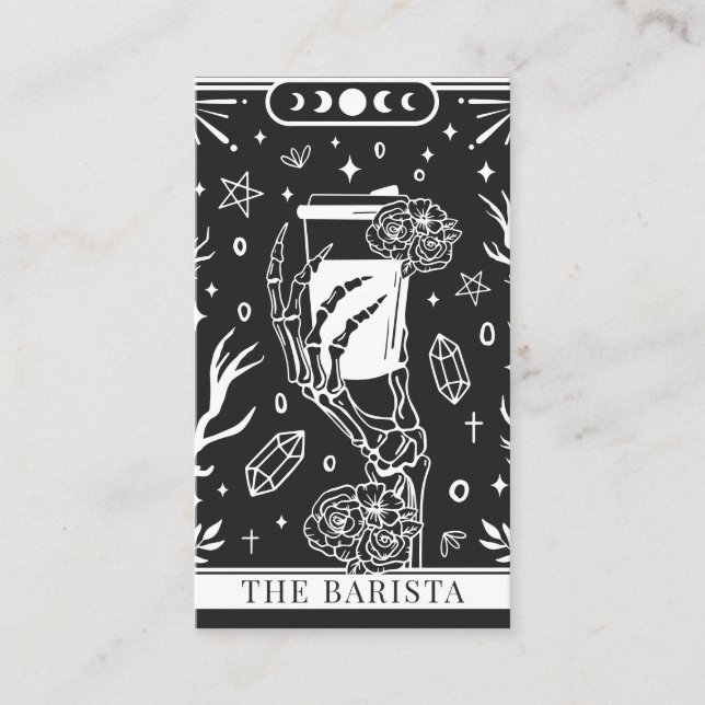 Carte de visite Tarot Gris Charbon Barista (Devant)