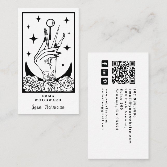 Carte De Visite Tarot Mystic Lash Tech Main (Devant / Derrière)