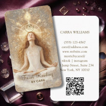 Tarot, Mystique Femme Oeil Lune Or Code QR