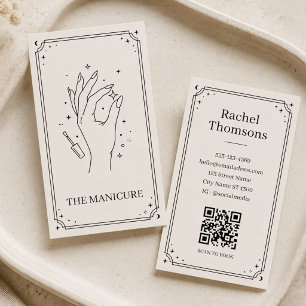 Carte De Visite Tarot Noir Manucure Céleste Minimaliste Ongle