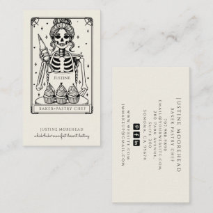 Carte De Visite Tarot Skeleton Baker Whisk Cupcake Crème