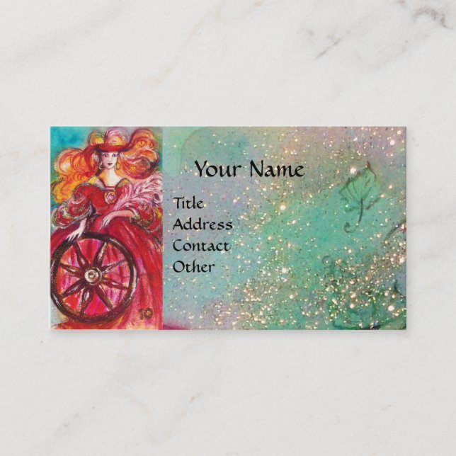 CARTE DE VISITE TAROTES DES OMBRES PERDUES / LA ROUE DE FORTUNE (Devant)