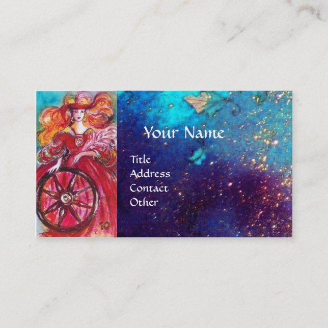 CARTE DE VISITE TAROTES DES OMBRES PERDUES / LA ROUE DE FORTUNE (Devant)