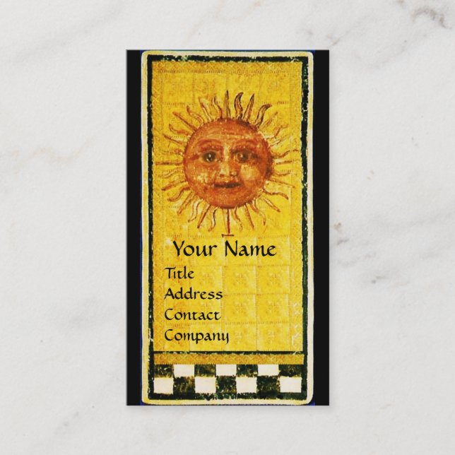 CARTE DE VISITE TAROTS DE RENAISSANCE ANTIQUE / SOLEIL ET JUSTICE (Devant)
