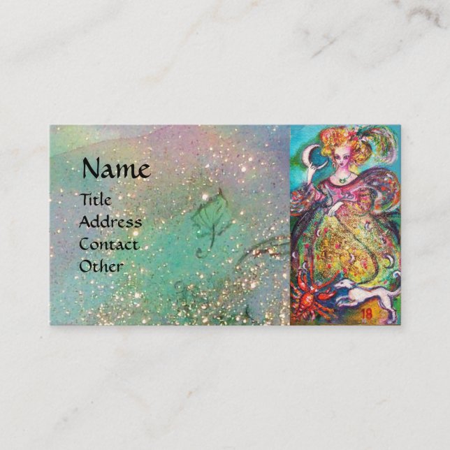 CARTE DE VISITE TAROTS DES OMBRES PERDUES / LA DAME DE LA LUNE (Devant)