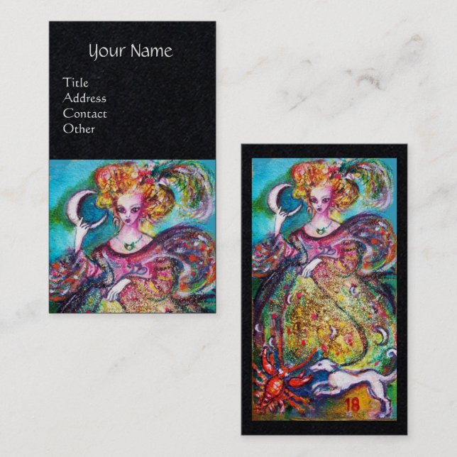 Carte De Visite TAROTS DES OMBRES PERDUES / LA LUNE LADY Black (Devant / Derrière)