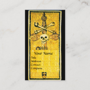 Carte De Visite TAROTS GOTHIQUES ANCIENS, ACE D'ÉPRES Jaune Noir