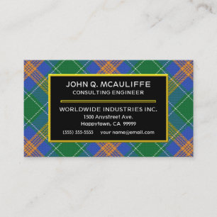 Carte De Visite Tartan à carreaux du clan irlandais MacAuliffe