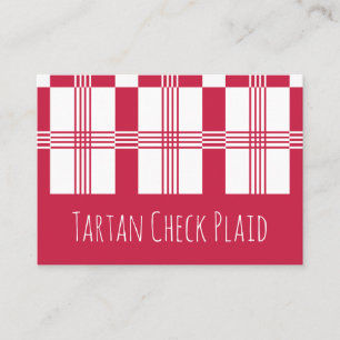 Carte De Visite Tartan à carreaux écossais rouge et blanc à rayure