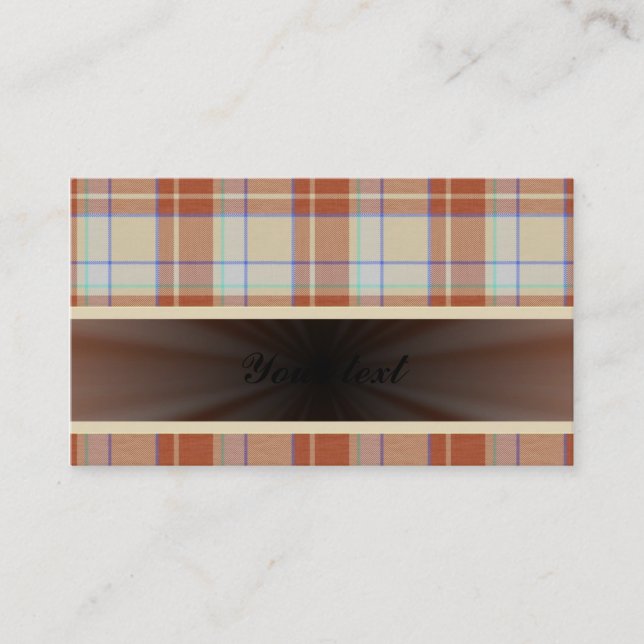 Carte De Visite Tartan Brown d'orange avec le ruban (Devant)
