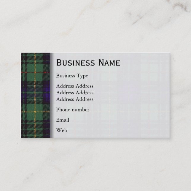 Carte De Visite Tartan d'écossais de plaid de chasse de clan de (Devant)