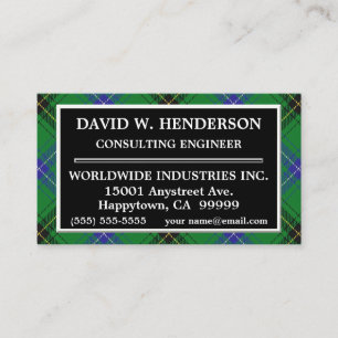 Carte De Visite Tartan Écossais Clan Henderson Plaid