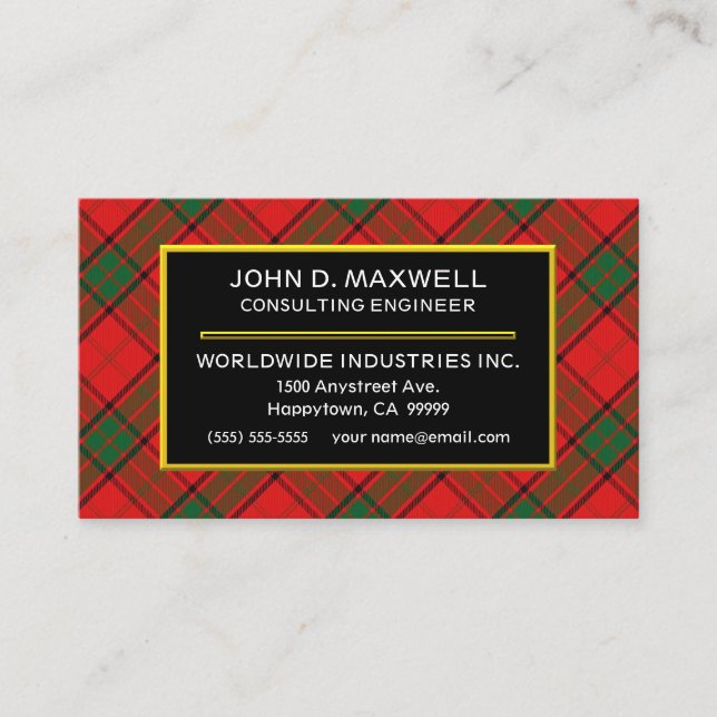 Carte De Visite Tartan écossais Clan Maxwell Plaid (Devant)