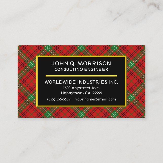 Carte De Visite Tartan écossais Clan Morrison Plaid (Devant)