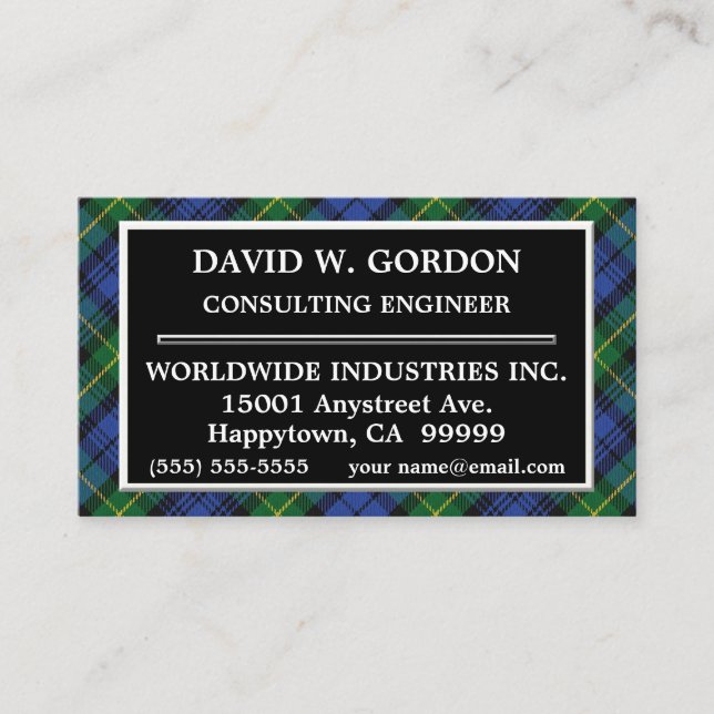 Carte De Visite Tartan écossais plaid Clan Gordon (Devant)