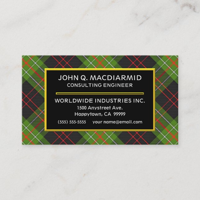 Carte De Visite Tartan MacDiarmid écossais (Devant)