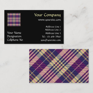Carte De Visite Tartan mauve, or et bleu