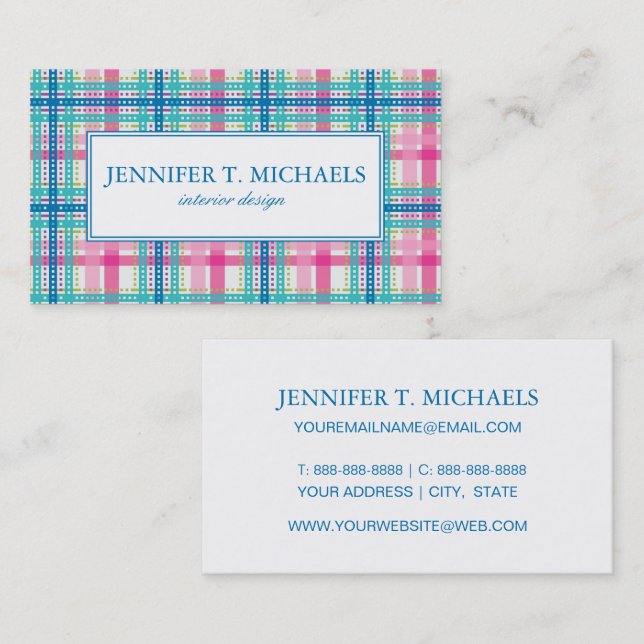 Carte De Visite Tartan, motif de plaid (Devant / Derrière)