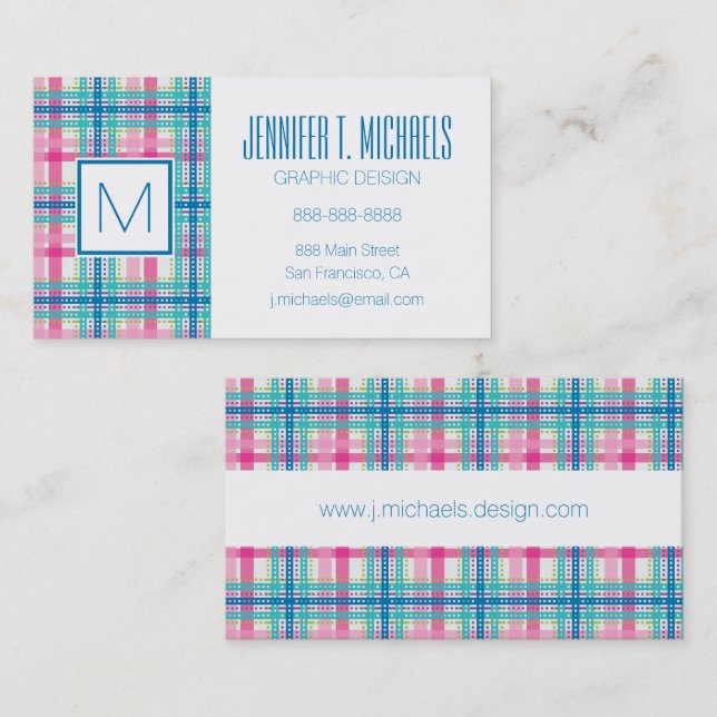 Carte De Visite Tartan, motif plaid (Devant / Derrière)