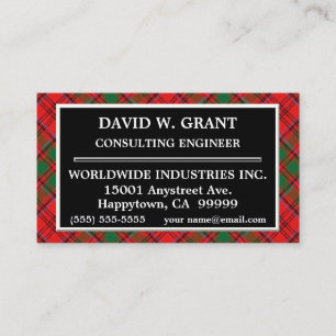Carte De Visite Tartan Plaid du Clan Écossais Grant