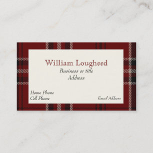 Carte De Visite Tartan plaid écossais à la louve rouge et noire