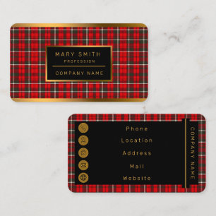 Carte De Visite Tartan Plaid Rouge traditionnel Collection populai
