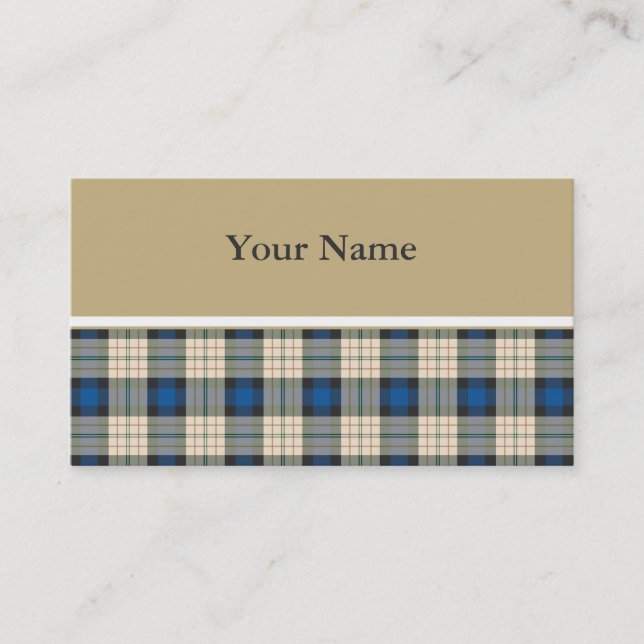 Carte De Visite Tartan plaids motif - beige bleu traditionnel (Devant)
