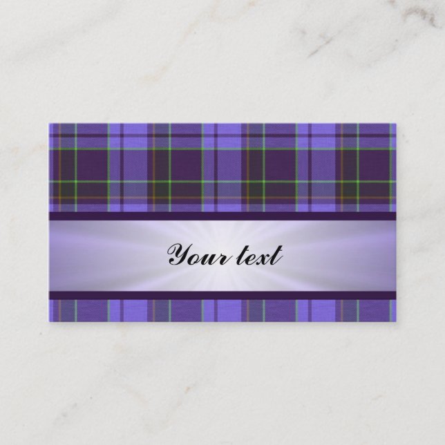 Carte De Visite Tartan pourpre avec le ruban (Devant)