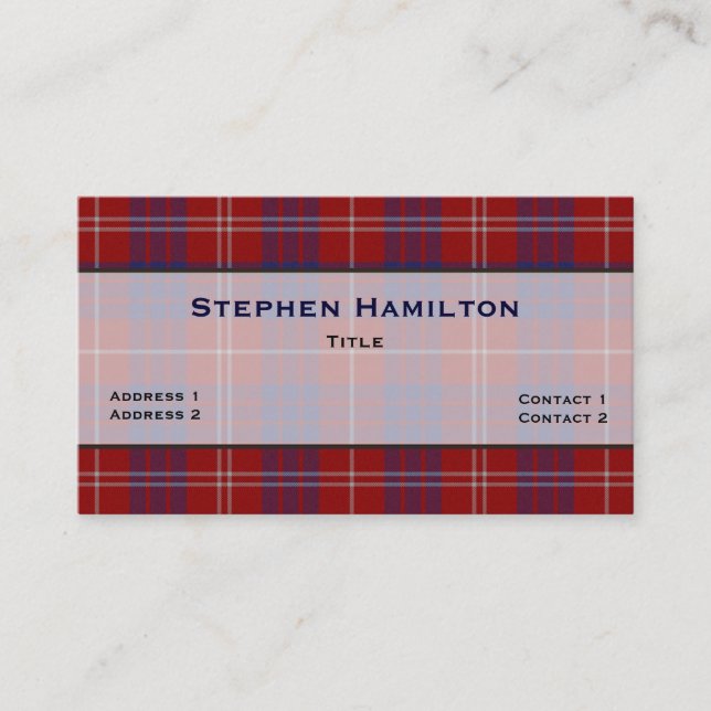 Carte De Visite Tartan rouge, blanc et bleu Hamilton Plaid (Devant)