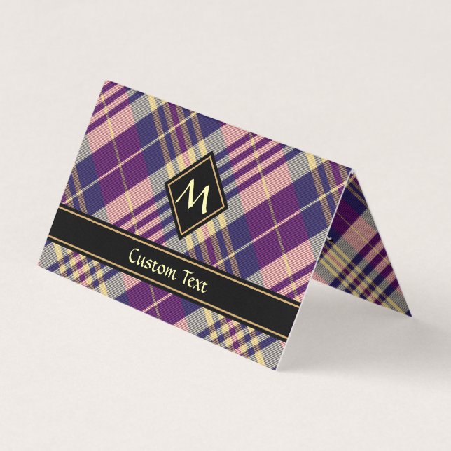 Carte De Visite Tartan Violet, Or et Bleu (Devant)