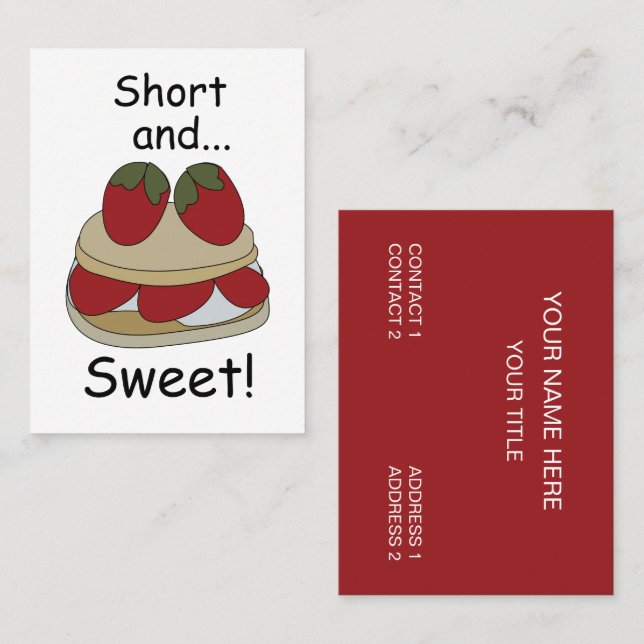 Carte De Visite Tarte aux fraises Courte et douce Funny Bakery (Devant / Derrière)