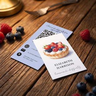 Carte De Visite Tarte aux fruits de baies à l'aquarelle Pâtisserie