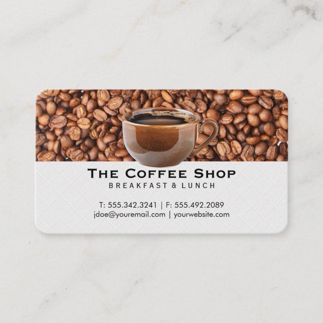 Carte De Visite Tas de grains de café | Tasse de café marron (Devant)