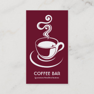 Carte De Visite Tasse à café Vertical - Blanc et cramoisi foncé 65
