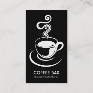 Carte De Visite Tasse à café Vertical - Blanc sur Noir (Or)