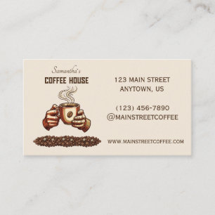 Carte De Visite Tasse à café vintage Marque de café personnalisée
