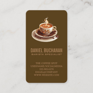 Carte De Visite Tasse de café fraîchement infusé