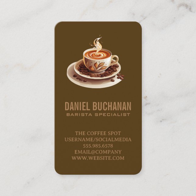 Carte De Visite Tasse de café fraîchement infusé (Devant)