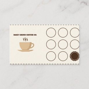 Carte De Visite Tasse de café fumante Cadre en pointillés Punch