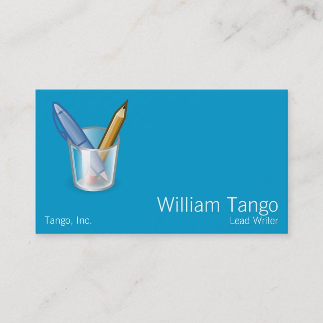 Carte De Visite Tasse de crayon de stylo d'auteur (Devant)