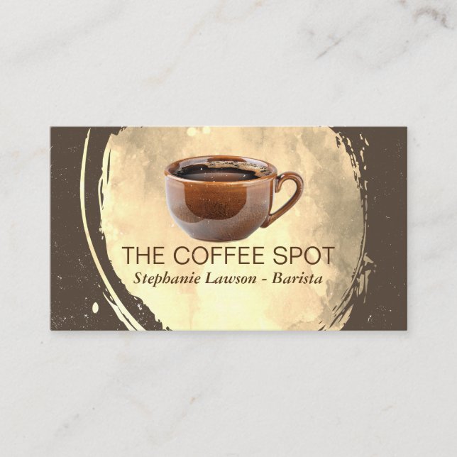 Carte De Visite Tasse marron de café chaud (Devant)