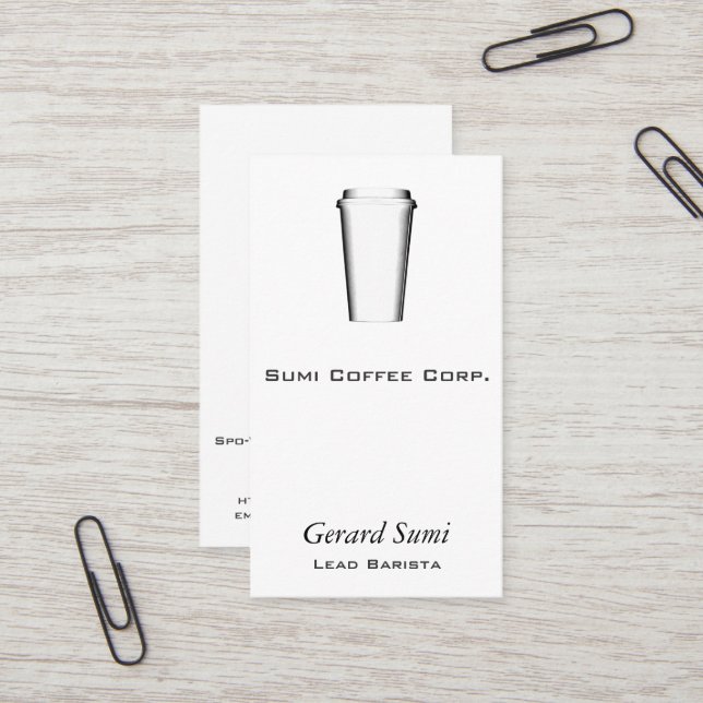 Carte De Visite Tasses à aller (Devant/Arrière en situation)