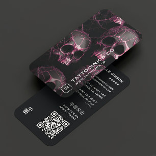 Carte De Visite Tatouage Artiste Goth Crâne Logo initial Photo Noi