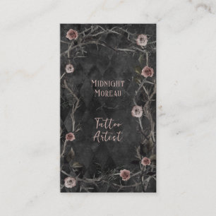 Carte De Visite Tatouage Artiste Roses épines QR Code affaires