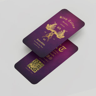 Carte De Visite Tatouage Artiste Studio Purple Or Monogramme Moder